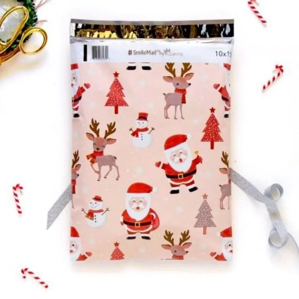 Christmas Santa & Reindeer Poly Mailers Holiday Shipping Bags Nwt
